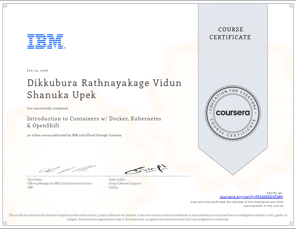 Introduction to Containers w/ Docker, Kubernetes & OpenShift - Coursera